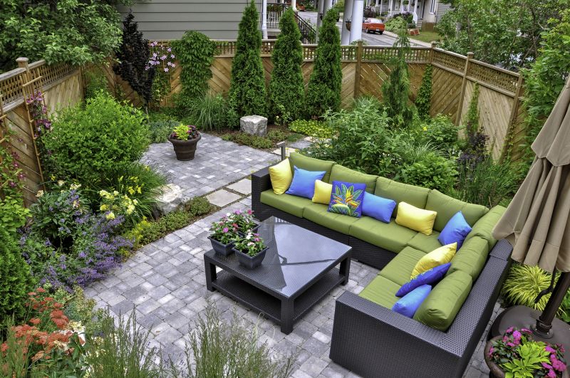 Outdoor paver surface with seating